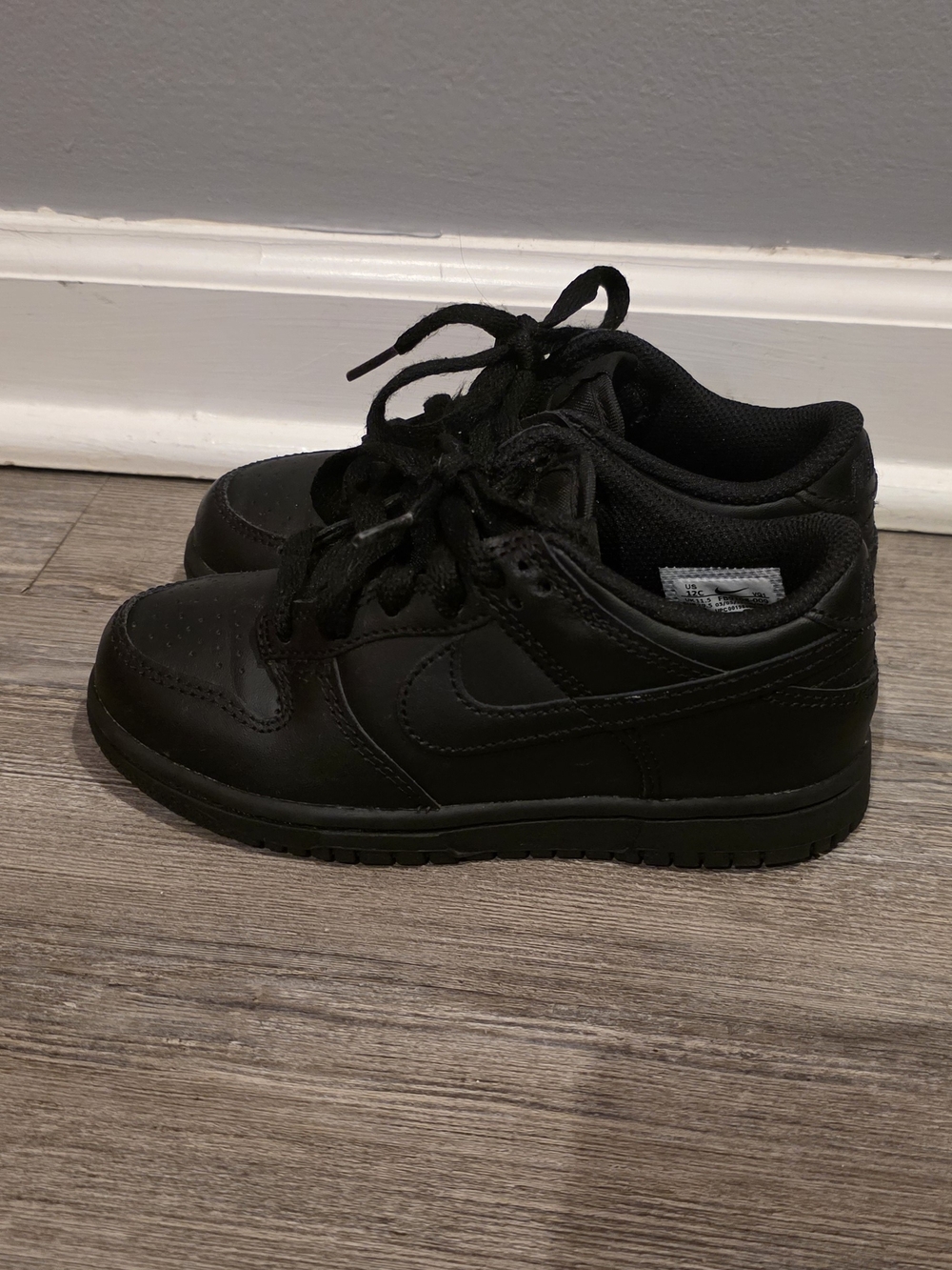Nike Airforce 1 Little Kids Black Low-Top Sneakers | 12C